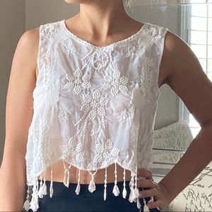 White lace crop top